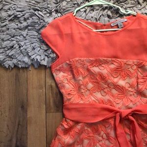 Lace pink and nude dress